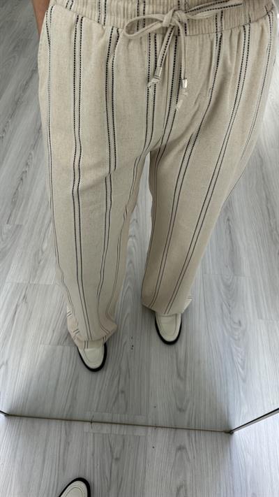 NATUREL, ÇİZGİLİ KETEN PANTOLON