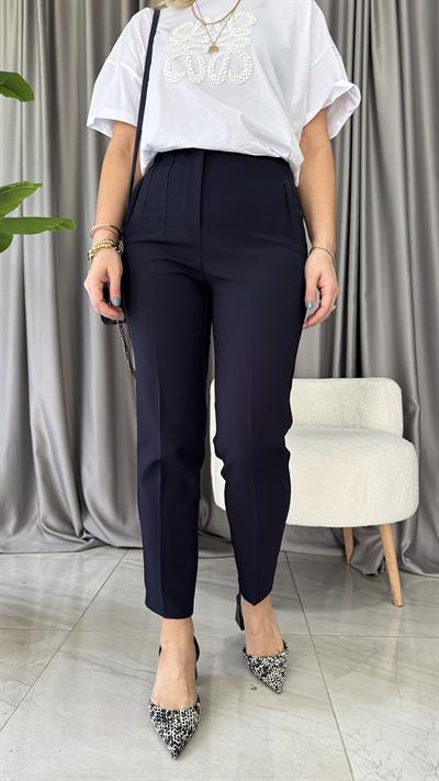 ÖNÜ FLATOLU LACİVERT PANTOLON