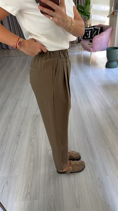 Orijinal Marka %100 Pamuklu Haki Tencel Pantolon