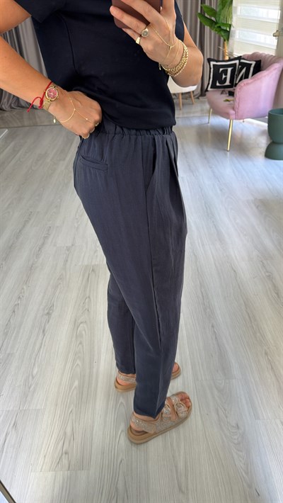 Orijinal Marka %100 Pamuklu Lacivert Tencel Pantolon