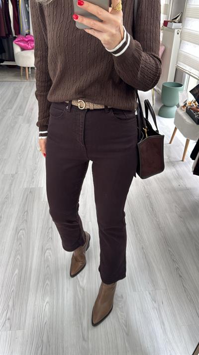 Orijinal Marka Acı Kahve Flare Jean Pantolon