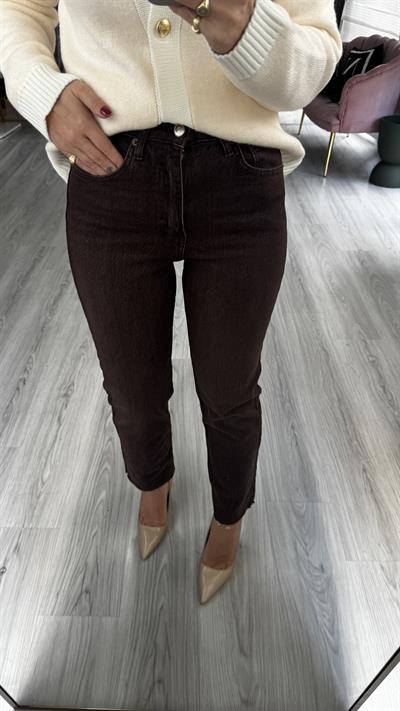 Orijinal Marka Acı Kahve Yıkamalı Boyfit Jean