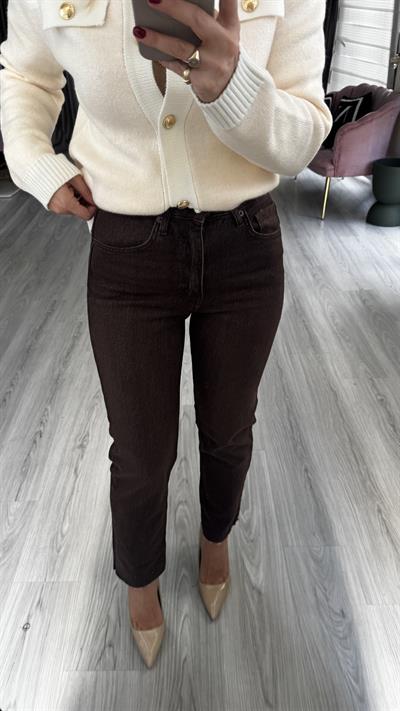 Orijinal Marka Acı Kahve Yıkamalı Boyfit Jean