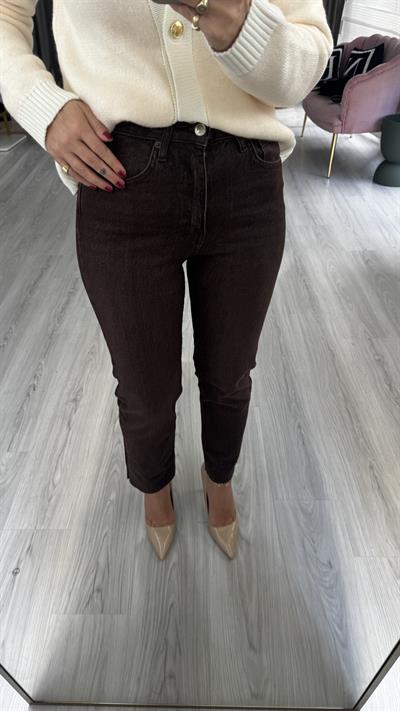 Orijinal Marka Acı Kahve Yıkamalı Boyfit Jean