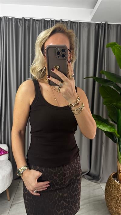 Orijinal Marka Askılı Acı Kahve Bluz