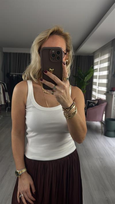 Orijinal Marka Askılı Beyaz Bluz