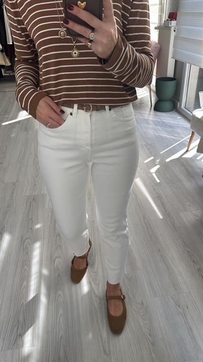 Orijinal Marka Beyaz Boyfit Jean