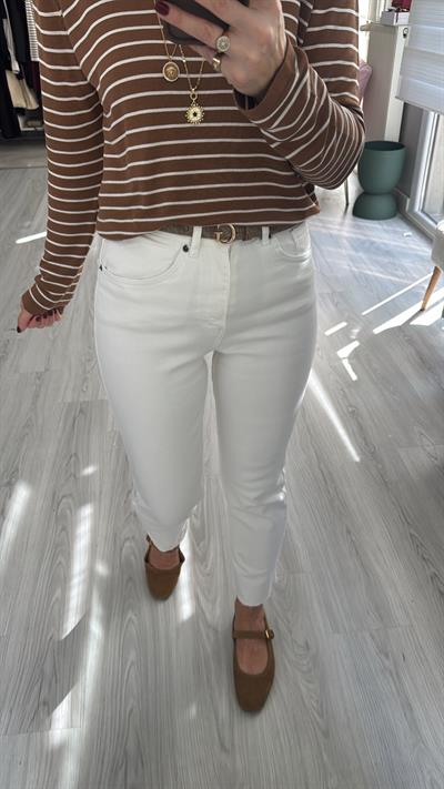 Orijinal Marka Beyaz Boyfit Jean