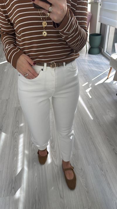 Orijinal Marka Beyaz Boyfit Jean