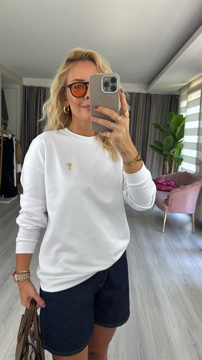 Orijinal Marka Beyaz Sweatshirt