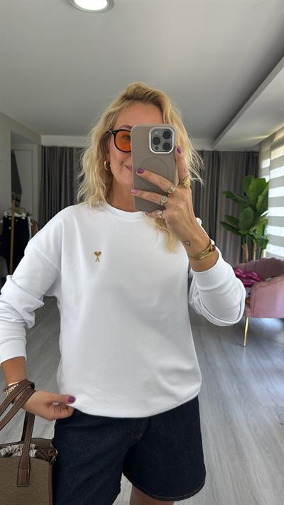 Orijinal Marka Beyaz Sweatshirt