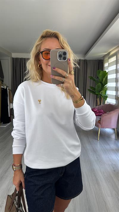 Orijinal Marka Beyaz Sweatshirt