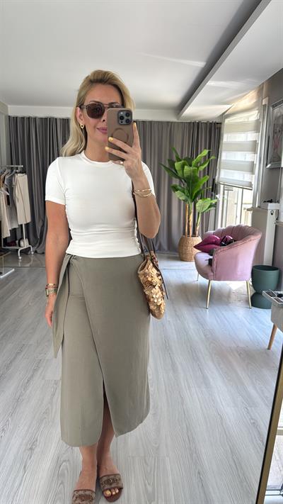 Orijinal Marka Bisiklet Yaka Ekru Bluz