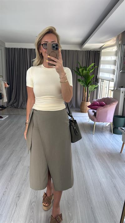 Orijinal Marka Bisiklet Yaka Sarı Bluz