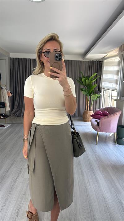 Orijinal Marka Bisiklet Yaka Sarı Bluz