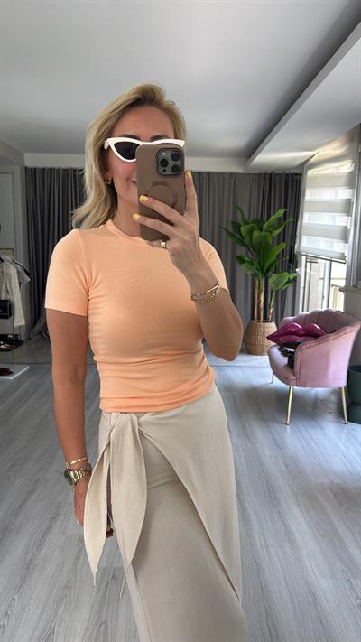 Orijinal Marka Bisiklet Yaka Somon Bluz