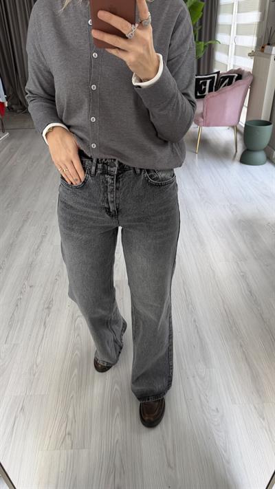 Orijinal Marka Full Likralı Füme Taşlamalı Palazzo Jean