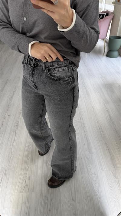 Orijinal Marka Full Likralı Füme Taşlamalı Palazzo Jean