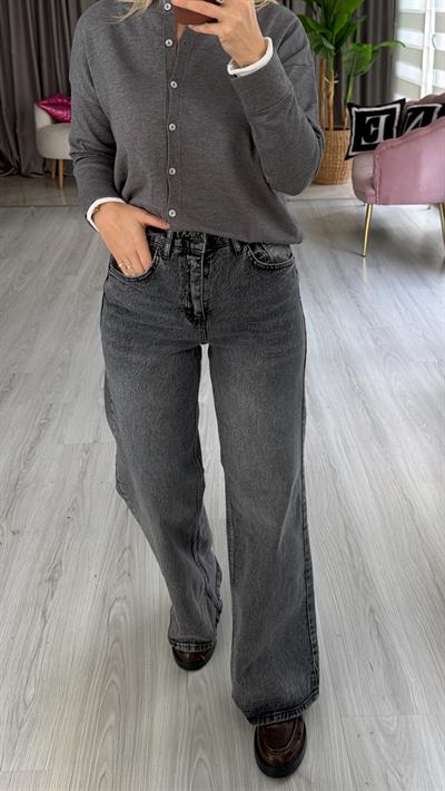 Orijinal Marka Full Likralı Füme Taşlamalı Palazzo Jean