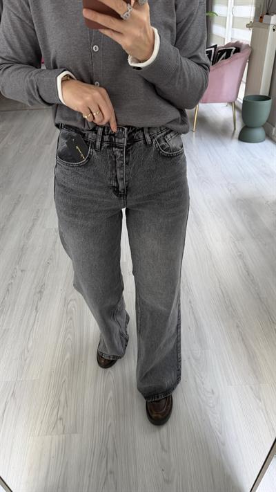 Orijinal Marka Full Likralı Füme Taşlamalı Palazzo Jean