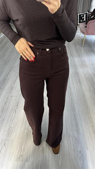 Orijinal Marka Full Likralı Kahve Palazzo Jean