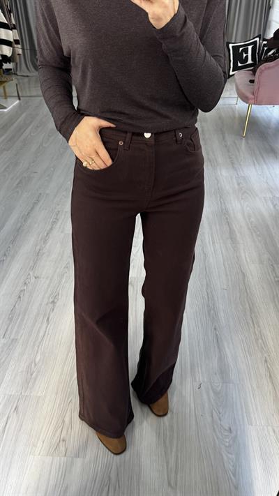 Orijinal Marka Full Likralı Kahve Palazzo Jean