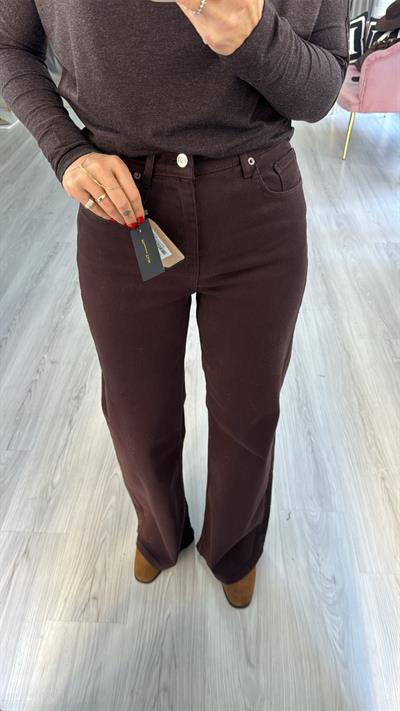 Orijinal Marka Full Likralı Kahve Palazzo Jean