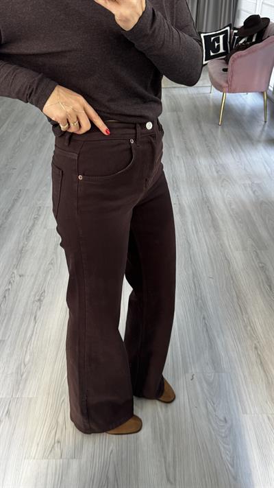 Orijinal Marka Full Likralı Kahve Palazzo Jean