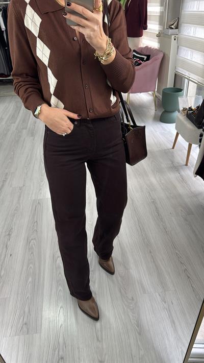 Orijinal Marka Likralı Acı Kahve Palazzo Pantolon