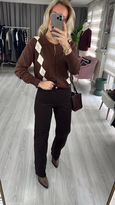 Orijinal Marka Likralı Acı Kahve Palazzo Pantolon