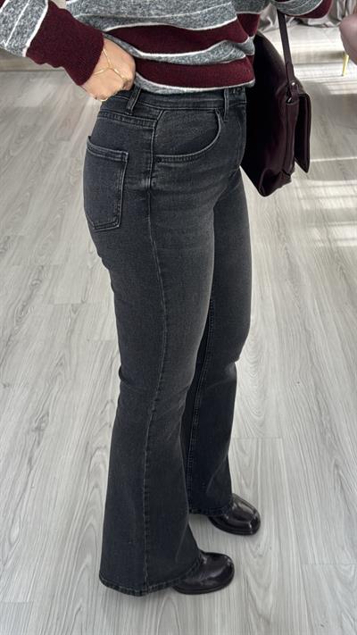 Orijinal Marka Likralı İspanyol Paça Füme Taşlamalı Jean Pantolon