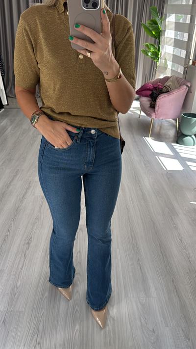 Orijinal Marka Likralı İspanyol Paça Mavi Jean