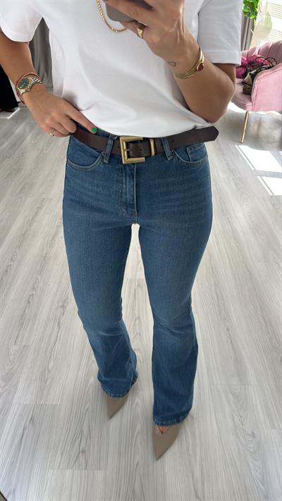 Orijinal Marka Likralı İspanyol Paça Mavi Jean