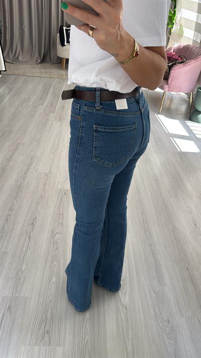 Orijinal Marka Likralı İspanyol Paça Mavi Jean