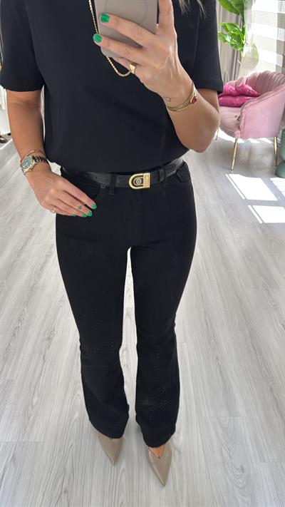 Orijinal Marka Likralı İspanyol Paça Siyah Jean