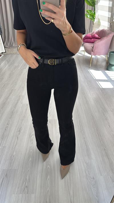 Orijinal Marka Likralı İspanyol Paça Siyah Jean