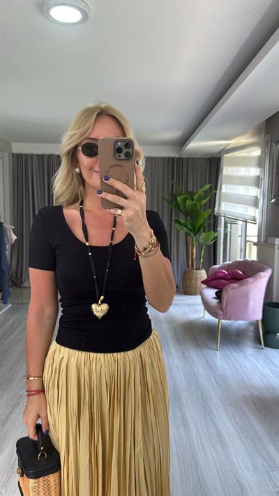 Orijinal Marka Ön Arka U Yaka Siyah Bluz