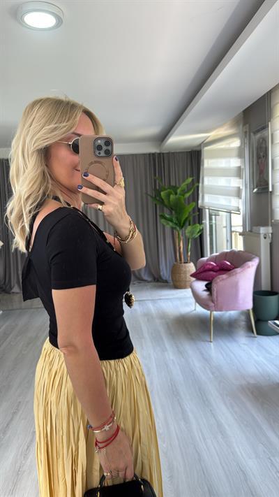 Orijinal Marka Ön Arka U Yaka Siyah Bluz