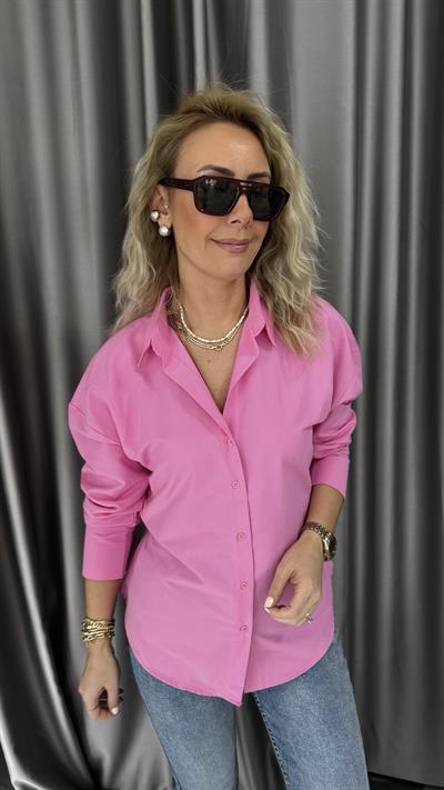 Orijinal Marka Sırtı Ayarlanabilir Kemer Detaylı Pembe Gömlek