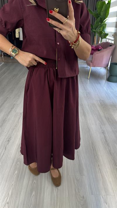 Orijinal Model Bordo Etek Gömlek Takım