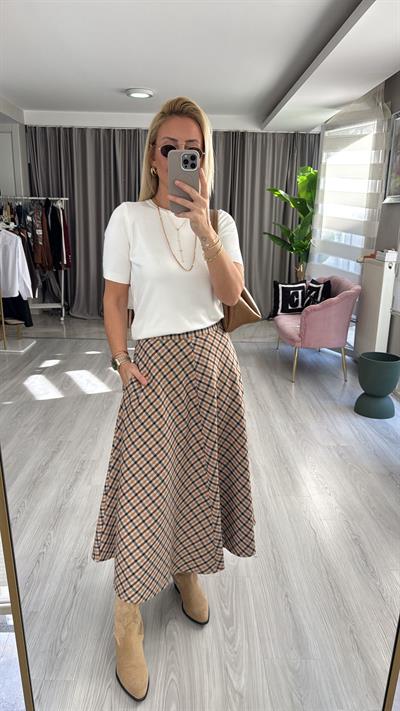 Orijinal Model Cepli Ekoseli Etek