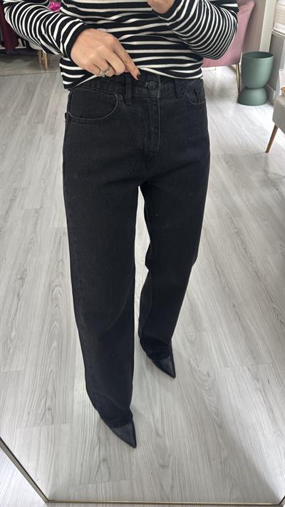 Orijinal Marka Önü Taşlı Füme Straight Jean