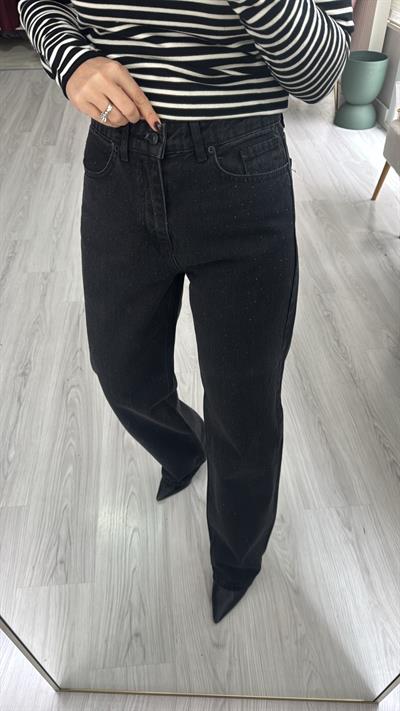 Orijinal Marka Önü Taşlı Füme Straight Jean