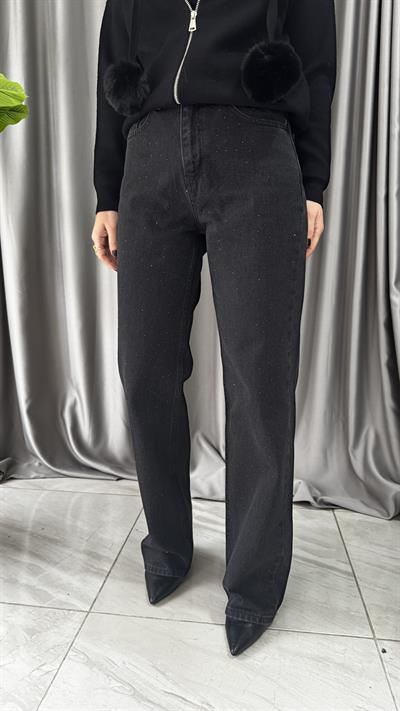 Orijinal Marka Önü Taşlı Füme Straight Jean