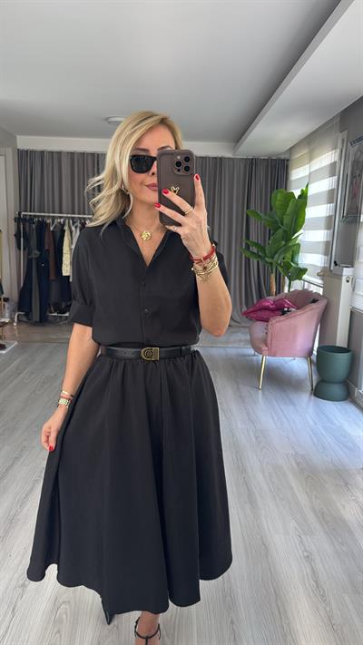 Orijinal Model Siyah Etek Gömlek Takım