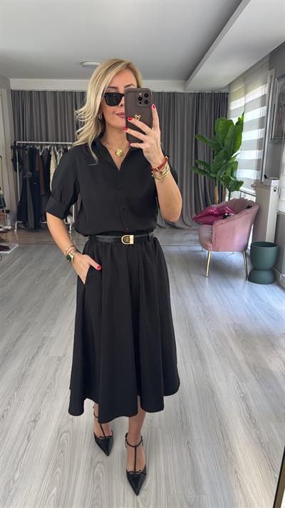 Orijinal Model Siyah Etek Gömlek Takım