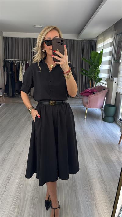 Orijinal Model Siyah Etek Gömlek Takım