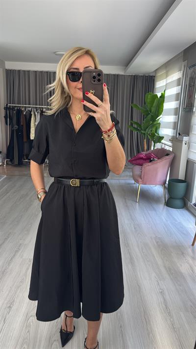 Orijinal Model Siyah Etek Gömlek Takım