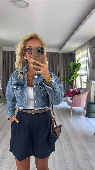 Orijinal Model Taş İşlemeli Denim Ceket