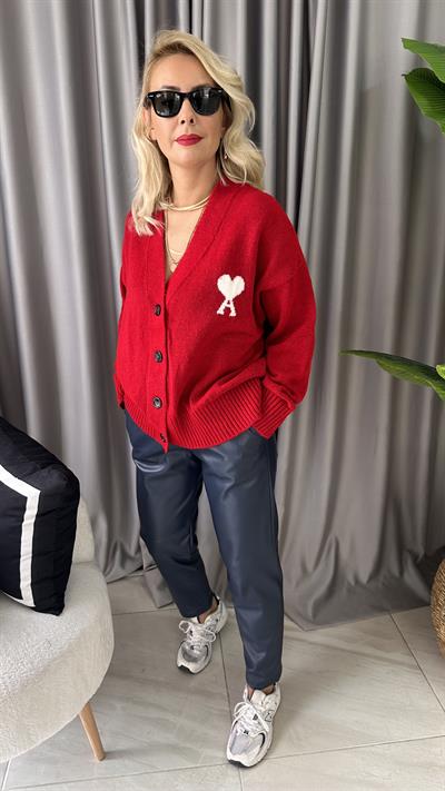 ORJİNAL LOGOLU KIRMIZI TRİKO HIRKA